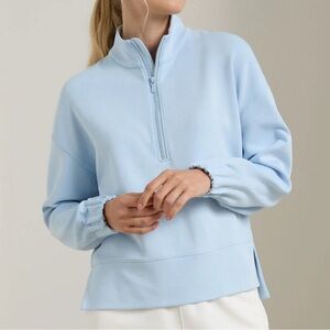 Peter Millar Light Blue Flora Knit Mélange Half-Zip Pullover